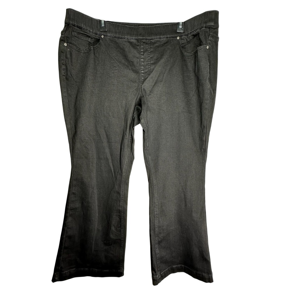 Isaac Mizrahi Live Black Flare Leg Pull On Pants Plus Size 22WP Petite High Rise